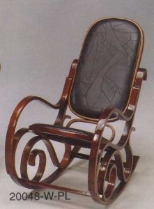 20048-WCL.Кресло качалка,сиденье-кожа,каркас дерево,купить в Москве недорго.