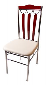 Недорогой метеллический стул для кухни обивка-кожзам белый.Купить в Москве с доставкой дешево.